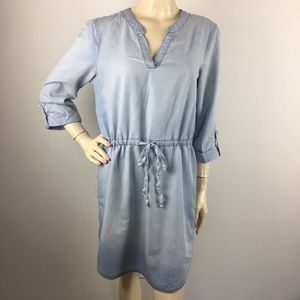 As U Wish Jean Drawstring Chambray shirtdress